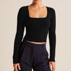 Abercrombie & Fitch Ottoman Square neck Sweater Knit Top / Color: Navy
